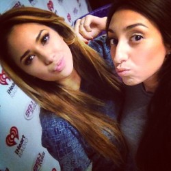 mizzjasminevillegasnewz:  Besos with my boo @jasminevillegas today at @991kggi Go grab her single #ThatsMeRightThere ft @KendrickLamar on iTunes right now! Interview coming soon