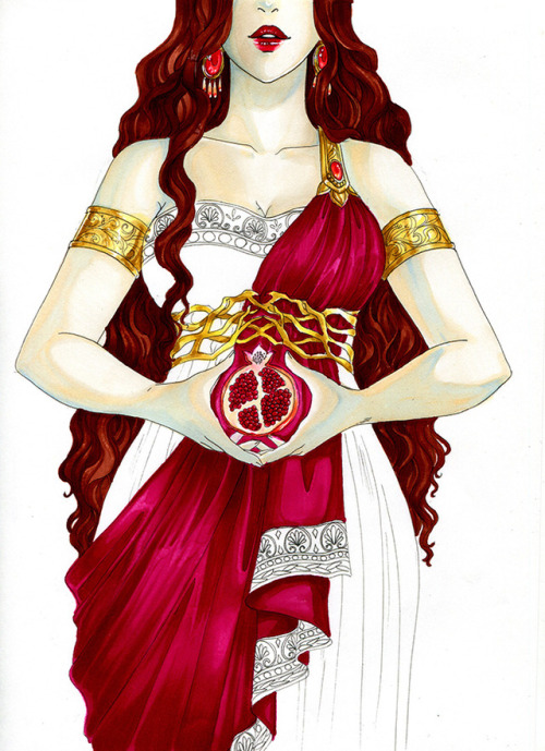 popcultureandrogyne: neithy: Persephone illustration, step by step Artwork @ Neith As the illustrati