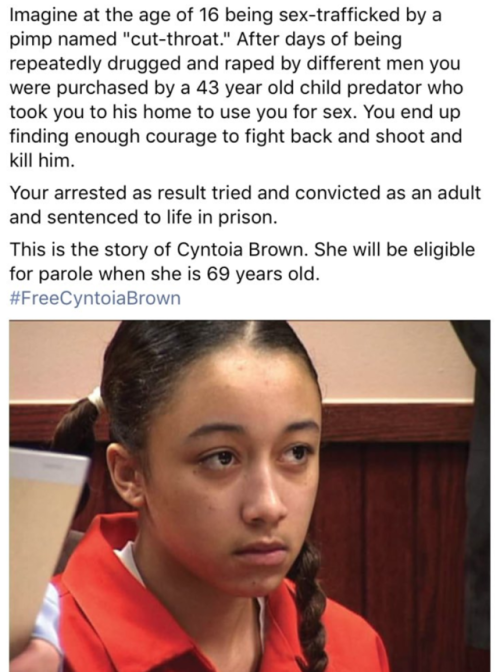 theambassadorposts:I wish we all could unite to achieve justice for Cyntoia Brown. She’s just a kid!