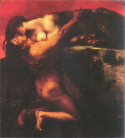 sullenmoons:  Franz von Stuck, The Kiss of the Sphinx, 1895 