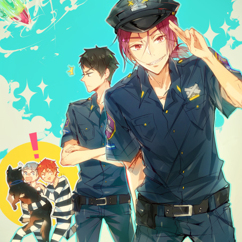66lulu:  ( ●´艸｀● ) the ED is so cute! Policemen Rin & Sosuke. YES.  