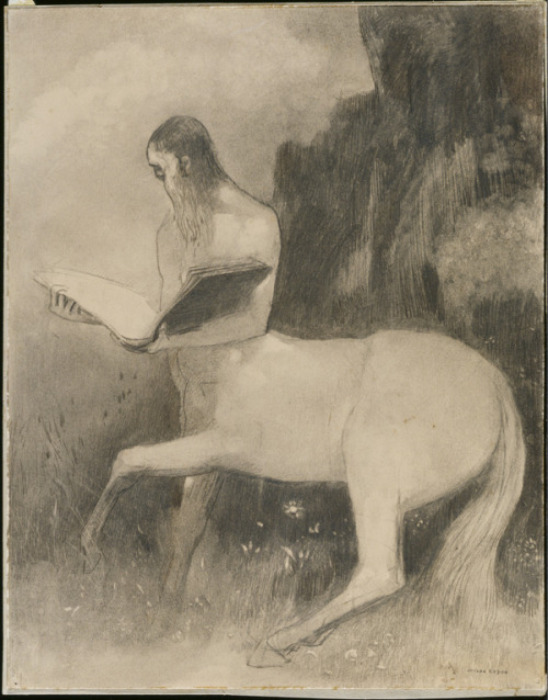 venusmilk:Odilon Redon (1840-1916), Reading Centaur (Centaure lisant)(source)