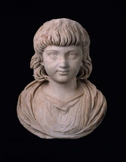 theancientwayoflife:~Bust of a child. Culture: Roman Period: Imperial Period Date: ca. A.D. 200 Place of origin: Rome, Lazio, Italy