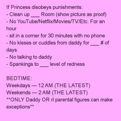 daddiesbrattykitten:  unicornporn5:  everyday–princess:  insane-lycute:rosies-little-space33:For new daddys who may need some advice punishment wise 🤗OKAY TWO PUNISHMENTS ARE BAD, TWO OF THESE ARE BAD PUNISHMENTS!!! If you make not talking to your