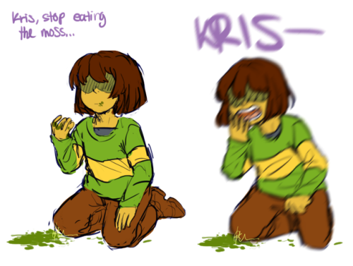dreemurr-skelememer:kris would’ve eaten the moss even if we weren’t controlling them and you can’t t