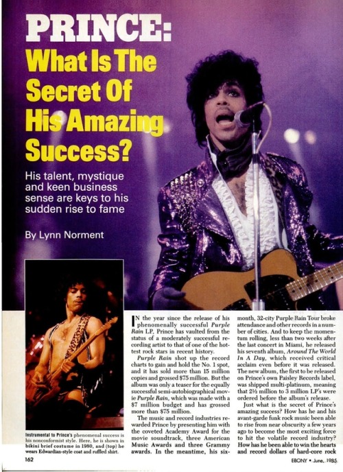 “prince: what is the secret of his amazing success?” • ebony magazine (june ‘