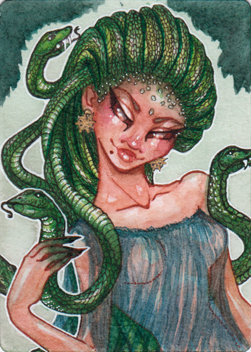 This ACEO took me quite some time to design and draw.Medusa