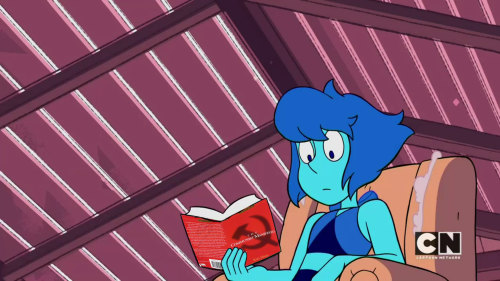 cmpsn: [ Screencapped image of Lapis reading the Communist Manifesto from theSteven’s KnifeepisodeLa