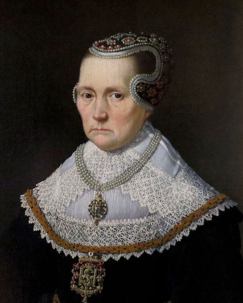 Portrait of Sophie Brahe, probably painted by Johan Jorgensen Kulbars, 1636