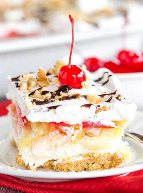 foodffs:  NO-BAKE BANANA SPLIT CAKE DESSERTReally porn pictures