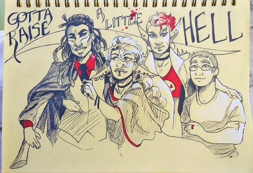 baserbeanz:Reaper squad!(+Taako, because I couldn’t leave him out)[image description: a traditional 