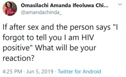 aravenhairedmaiden:  tarynel:  just-call-me-vendetta:  blackqueerblog:  Also: don’t stigmatize HIV+ individuals because they all have different  circumstances and might’ve  gotten the virus from a variety of sources  (sex, occupational, birth, blood