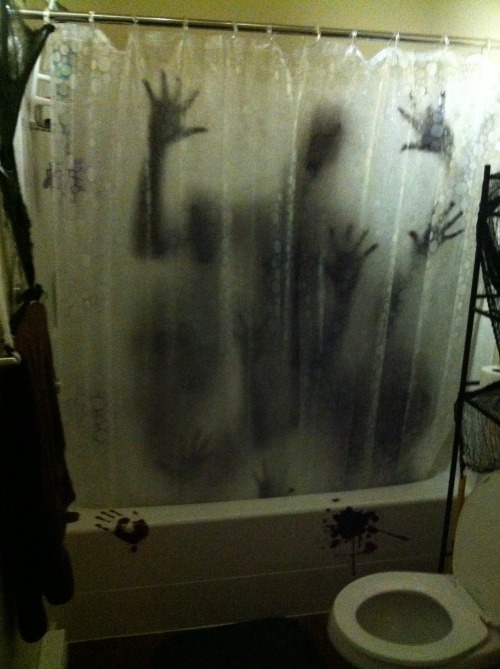 best-of-funny:  freakoftheangels:  seecarrun:  My roommates left me in charge of decorating the bathroom for our Halloween party.  HOLY SHIT NO  X