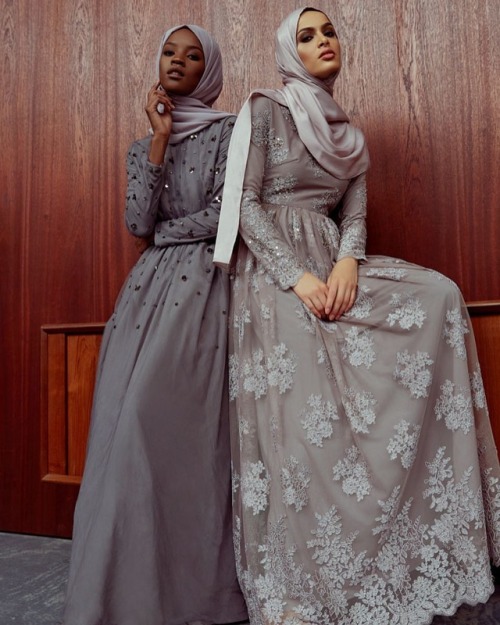 New arrivals - Grey Floral Cluster Bead Gown Mink Embellished Lace Gown available online: www.inayah