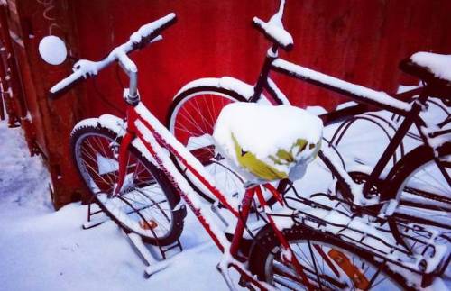 Today&rsquo;s like this. Biking home through the snow. And I feel better. #December #Finland #Kokkol