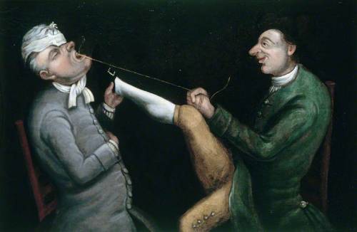 kirgiakos:John Collier (aka Tim Bobbin, 1708–1786)‘’The Dentist’’, ca. 1770.Oil on Canvas, Compton V