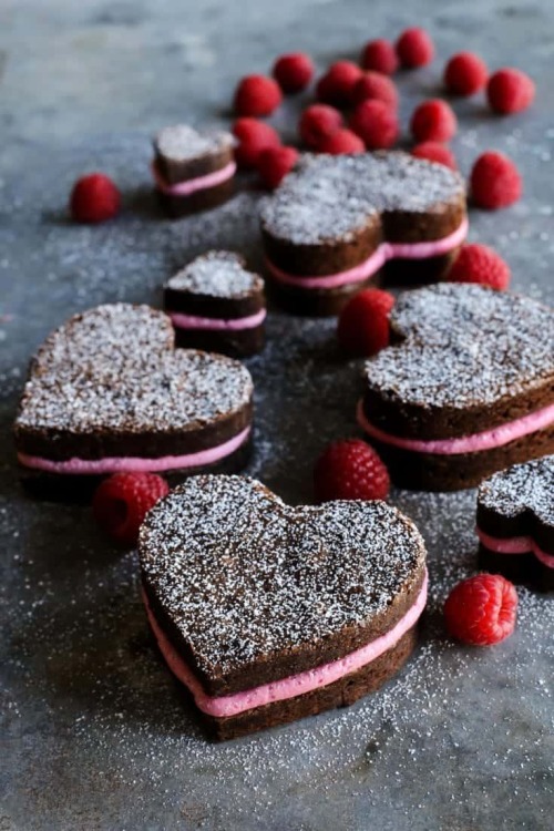 sweetoothgirl:Brownies with Fresh Raspberry Buttercream