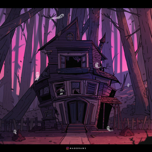  It’s October, so I have to draw spooky stuff! Here’s a haunted house that’s inhab