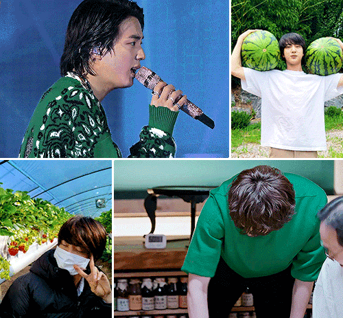 @kth1's Bangtan Gif Challenge ✿ ↳ Your Favorite Color + Your Bias → Green & Seokjin (cr. 0613data,