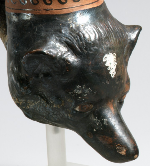 Terracotta rhyton in the shape of a dog’s headGreek (Apulian), Late Classical Period (c. 350-300 B.C