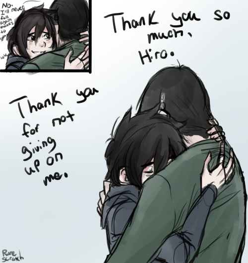 runescratch:  More for the armordashi AU.  Hiro is practically inseparable from Tadashi after they finally get him home from the hospital, often times just lazing around on him in his wheelchair and letting Tadashi roll them both around, sleeping where