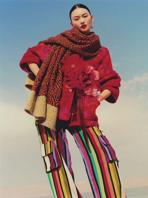   He Cong photographed by Eddie Wrey for Vogue UK (January 2022) 