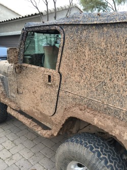 arizonagunguy:  One of the muddiest times I’ve gotten my jeep was today my mirrors are caked over. Had to rescue another wrangler too. 