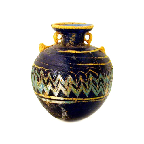 barakatgallery: Sand-Core Formed Glass Aryballos Origin: Eastern MediterraneanCirca: 6 th Century BC