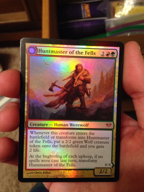While helping my daughter look for her deck, I came across this beautiful foil Huntmaster of the Fel