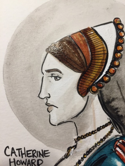 foleypdx: Inktober Day 12 - Catherine Howard The fifth wife of Henry VIII. She was 16 when they marr