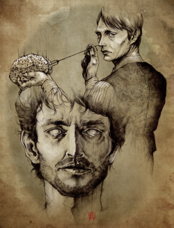 nbchannibal:  hannibites:  What do you see? by ©Themeedes  Inkpen on paper and digital textures. (©Themeedes)   *faints*