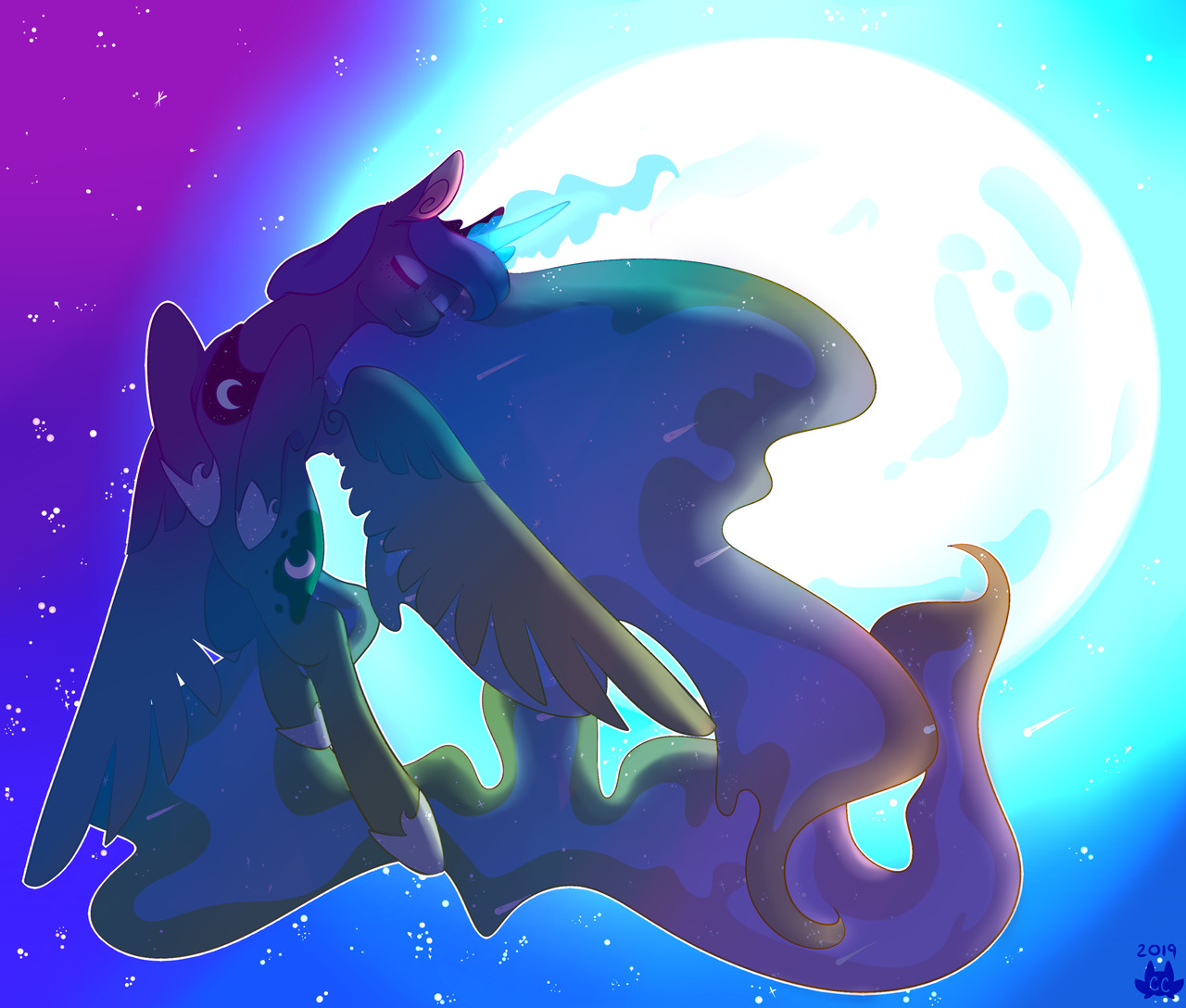 cckittycreative:  Moonrise Sort of a companion piece to a Princess Celestia picture