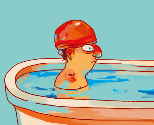Swimmer in a bathtub. I want to make a series or a comic about swimmers.Thanks for looking!!
