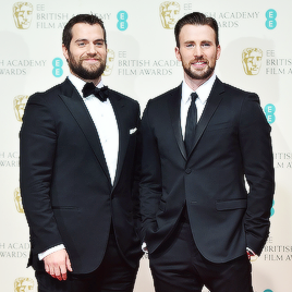 amancanfly:Henry Cavill and Chris Evans at the BAFTA Awards held at the Royal Opera