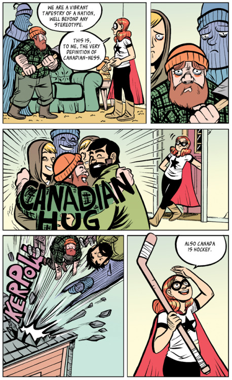 scifigrl47:faitherinhicks:HAPPY CANADA DAY! For Canada Day, read this short Superhero Girl comic I m