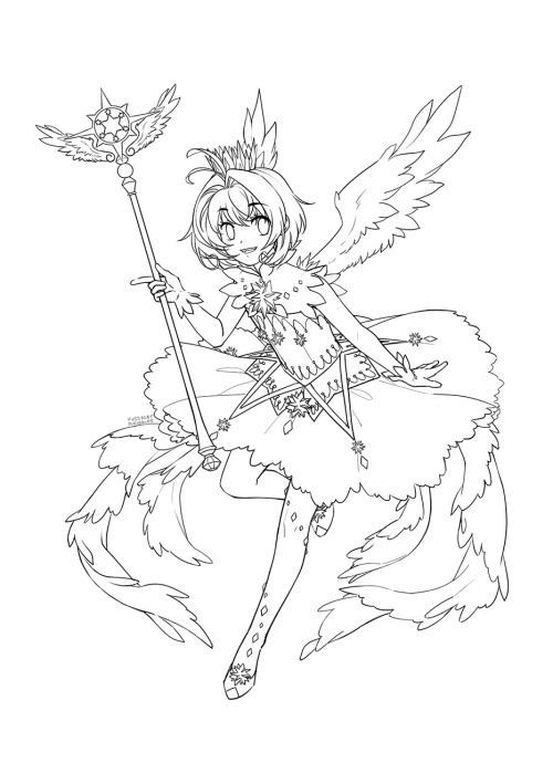 I’ve always loved the outfit designs for Cardcaptor Sakura! This lineart will be available for colou