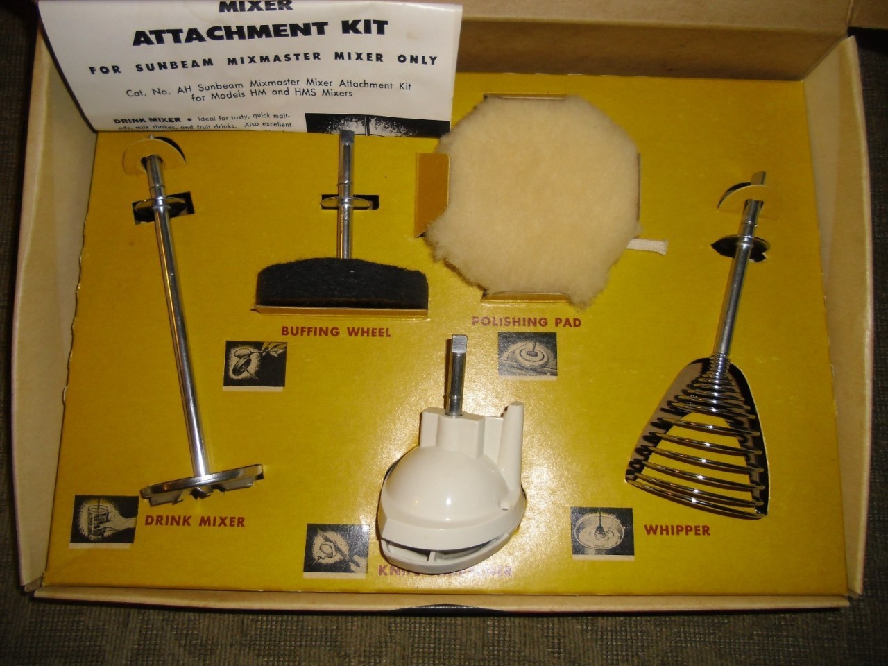 Sunbeam Mixmaster Love — 1957- 1960's Sunbeam Mixmaster attachemnt kit  for