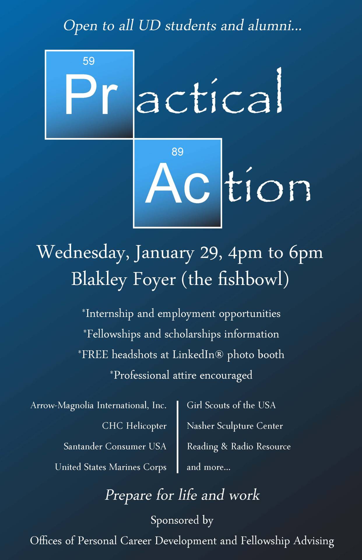 Kick off your semester with Practical Action! Wednesday, January 29th we’re partnering with the Office of Fellowship Advising to connect you with resources that will make a real and practical impact on your life after UD.
Join the conversation and...