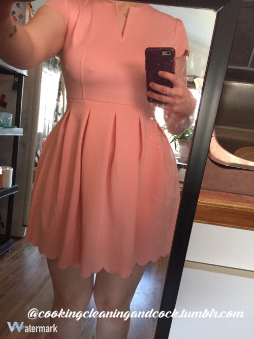 cookingcleaningandcock:  A huge thank you to @pawwolftiger pawwolftiger.tumblr.com for buying me an amazing Valentine’s Day gift! I love this dress! Not to mention when someone compliments me and asks where I got it it makes me so wet. Knowing Someone