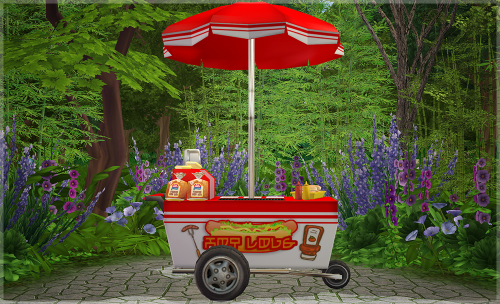 suratan-zir:Exnem hot dog cart in Simlish Functional food cart recolored in simlish. I know there’s 