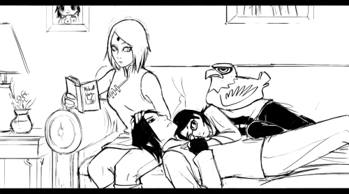 tenyai:  Uchiha Fam Bam (does the falcon count too? I think it does. It thinks it does.) Totally could have ended this 3 panels early and kept it normal. But I didn’t sorry :D And don’t ask why only one panel has gray tone I don’t know. 