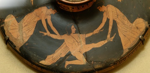 Pentheus is torn apart by his mother Agave and aunt Ino, as punishment for having refused to worship