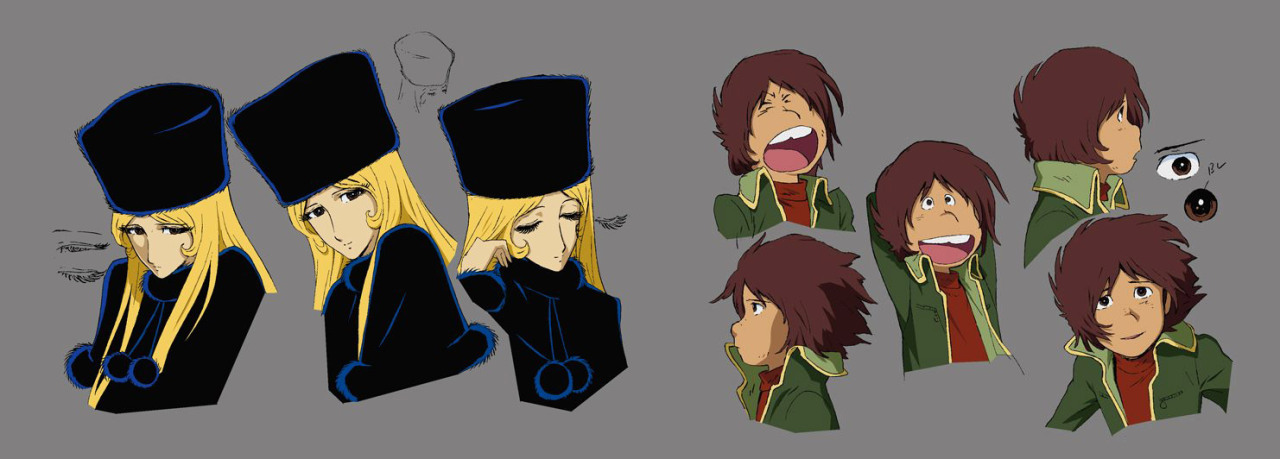 ca-tsuka:  Galaxy Express 999 designs by Nobuteru Yuki (Lodoss, Escaflowne …).Rare