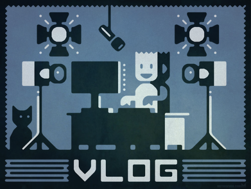 Vlogger — iconic vector illustration in a retro ‘cartoon modern’ style.➔ metinseven.nl#v