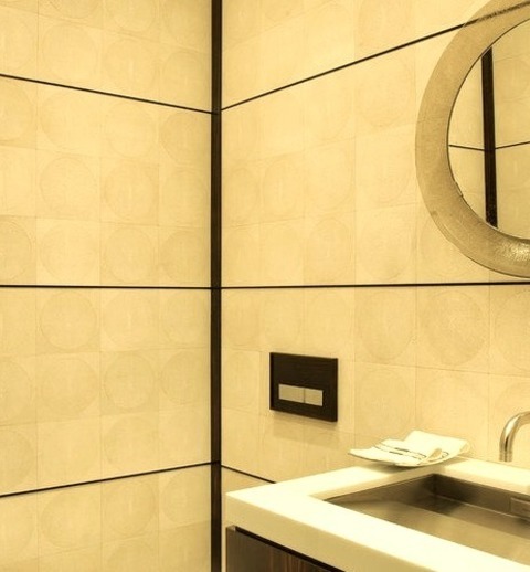 Contemporary Powder Room In New York Remodeling Ideas For A Mid-sized Contemporary Powder Room With A