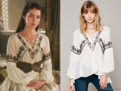 fashion-of-reign:  In the episode 2x04 (“The Lamb and the Slaughter”) Queen Mary wears this sold out Free People Paths of Fancy Blouse in White. Worn with  Gillian Steinhardt labyrinth and signet rings. Does the blouse look familiar? :) Mary