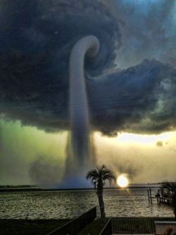 timothydelaghetto:  setbabiesonfire:  everestless:  Waterspout in Tampa, Fl, USA  Imagine seeing this or a fire-nado before we had widespread knowledge about weather systems and how they work. You’d swear it was the apocalypse or Heaven and Hell battling