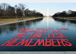 touzled:stalkershandbook:veggielezzyfemmie:Feminists Install Temporary Memorial to Rape Survivors on Washington Mallby Sarah Mirk on February 15, 2013 - 10:34am   The National Mall got a new memorial yesterday, if only briefly. As part of One Billion