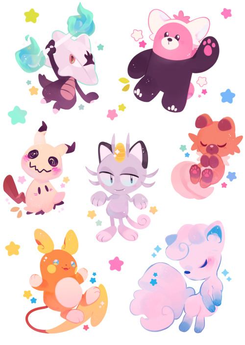ieafy:I put the charm designs together and made an Alolan Pokemon sticker sheet !! They’re available on my tictail + etsy :3 ♥