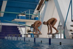 sexy-lads:  Czech swimmer Jan Micka with training buddy 